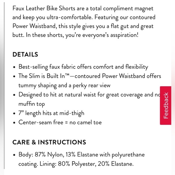 Excellent Pristine SPANX faux leather biker shorts size: medium - Picture 7 of 14